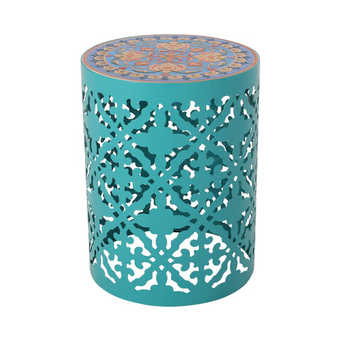 Airy - Outdoor Side Table With Lace Cut Design And Metal Frame