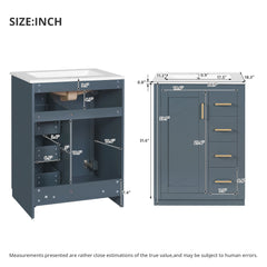 Modern Bathroom Vanity With 1 Door And 3 Drawers