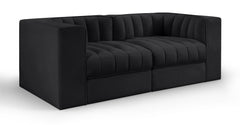 Rummi - Velvet Performance Fabric Upholstered 2 Piece Modular Loveseat