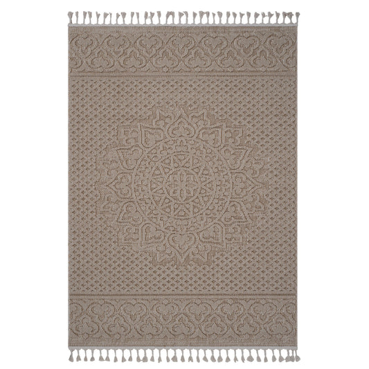 Guros - 6' X 9' Medallion Indoor / Outdoor Area Rug - Beige
