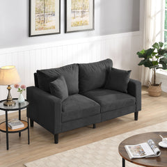 Modern Upholstered Loveseat Sofa With High Resilience, Wooden Frame - Dark Gray