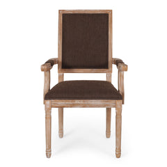 French Country Style Upholstered Dining Chair With Square Backrest