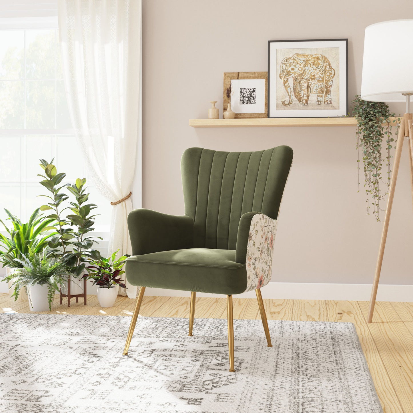 Accent Chair With Unique Print Fabric