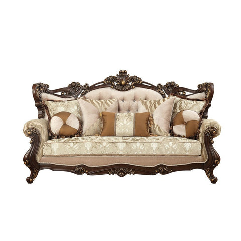 Shalisa - Sofa With 7 Pillows (Same Lv01585) - Fabric & Walnut