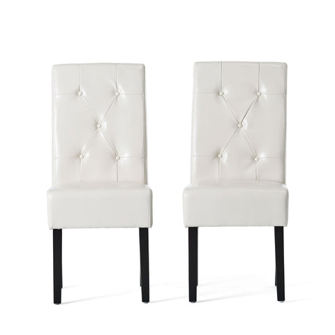Carter - 5 Tuft Dining Chair With Button Tufted Backrest And Espresso Legs - Ivory