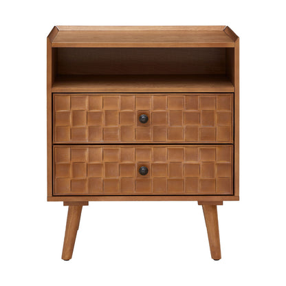 Nightstand With Charging Station, 2 Drawer Bedside Table With Shelf And USB / AC Ports