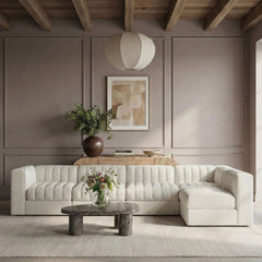 Rummi - Velvet Performance Fabric Upholstered 5 Piece Modular Sectional, L-Shaped (Right)