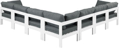 Nizuc - Outdoor Patio 7 Piece Modular Sectional With White Frame
