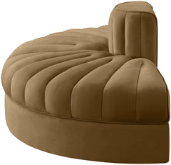 Rummi - Velvet Performance Fabric Upholstered 2 Piece  Rounded Modular Loveseat