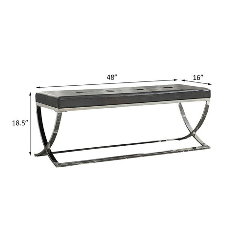 Curve Leg Bench With Upholstery - Black