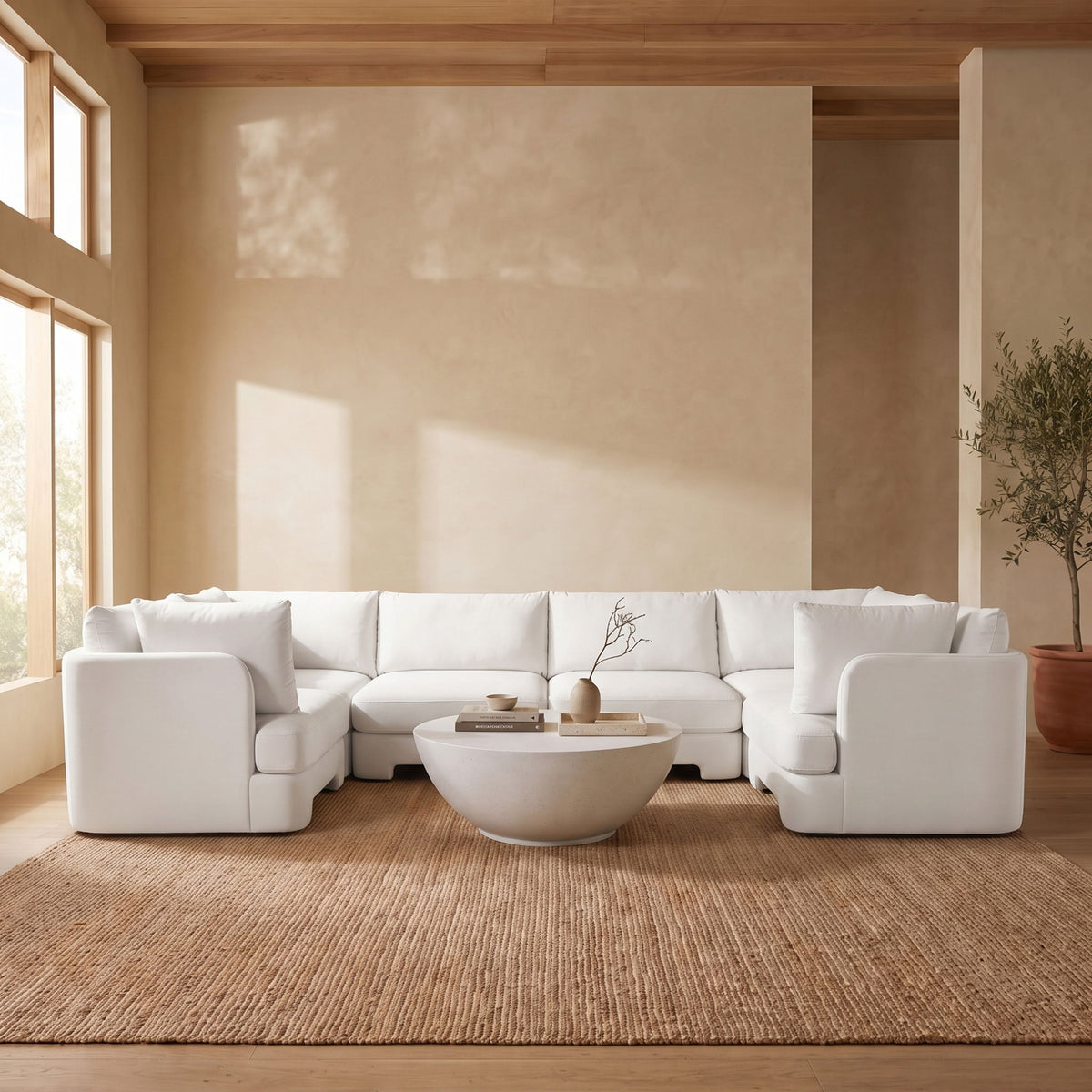 Hammond - Velvet Performance Fabric Upholstered 6 Piece U-Shaped Sectional