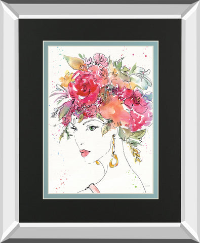 Floral Figures II By Anne Tavoletti Mirrored Frame - Pink