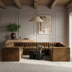 Rummi - Velvet Performance Fabric Upholstered Modular Sectional