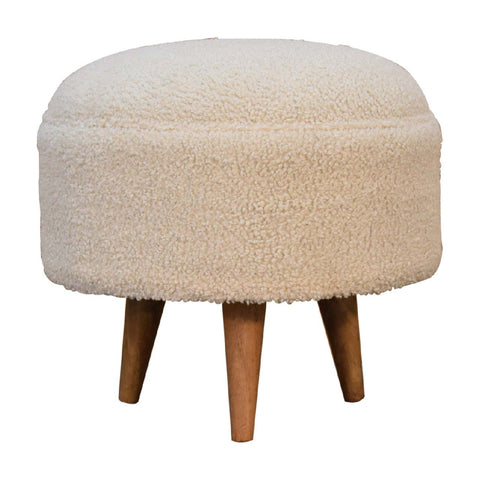Boucle Rounded Footstool - Oak