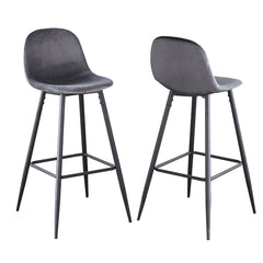 Velvet Barstool With Back (Set of 2)
