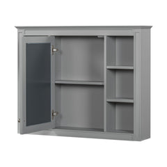 Wall Mounted Medicine Cabinet With Mirror, Storage Cabinet Featuring 6 Open Shelves And Adjustable Interior
