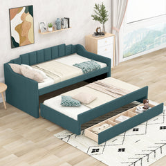 Upholstered Simple Design Daybed With Trundle And 3 Drawers