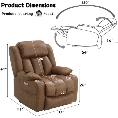 Pacay - Power Motion Recliner With Lift Heating Massage Function