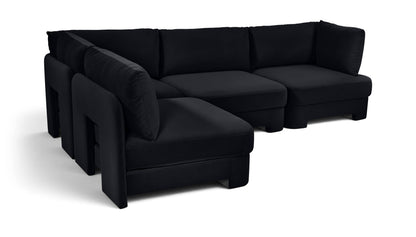 Hammond - Velvet Performance Fabric Upholstered 4 Piece Armless Sectional