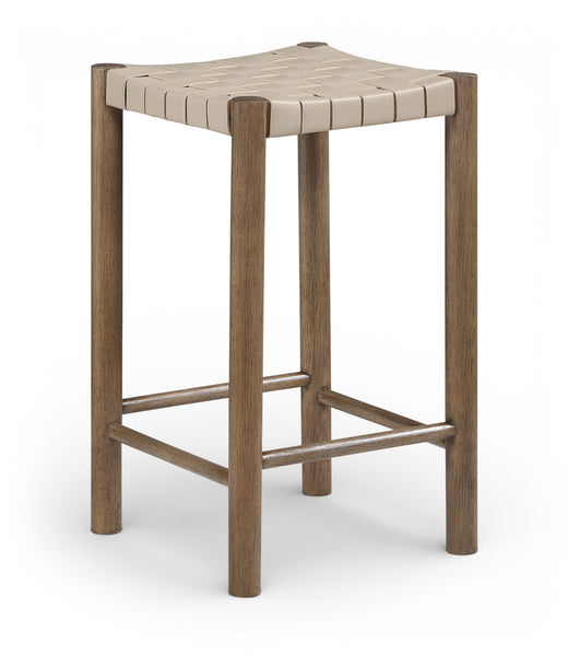 Entwine - Vegan Leather Upholstered Backless Counter Stool - Painted Brown