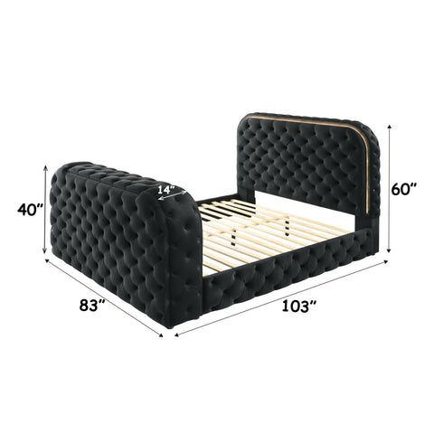 Kana - Eastern King Bed With LED, Fireplace & TV Stand - Black