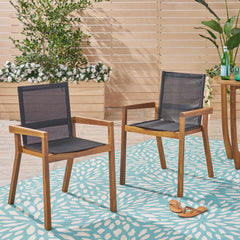 Belfast - Dining Chair With Acacia Wood Frame And Mesh Seating (Set of 2)