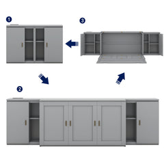 Murphy Bed With Shelves, Cabinets And USB Ports
