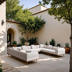 Laguna - 8 Piece Resilient Water Resistant Fabric 142" Upholstered Outdoor Patio Modular Sectional