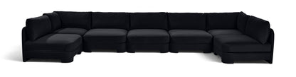 Hammond - Velvet Performance Fabric Upholstered 7 Piece U-Shaped Armless Sectional
