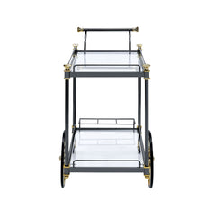 Cyrus - Clear Glass Serving Cart - Black / Gold