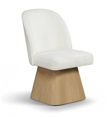 Marlowe - Linen Textured Fabric Upholstered Swivel Dining Side Chair - Stained Natural