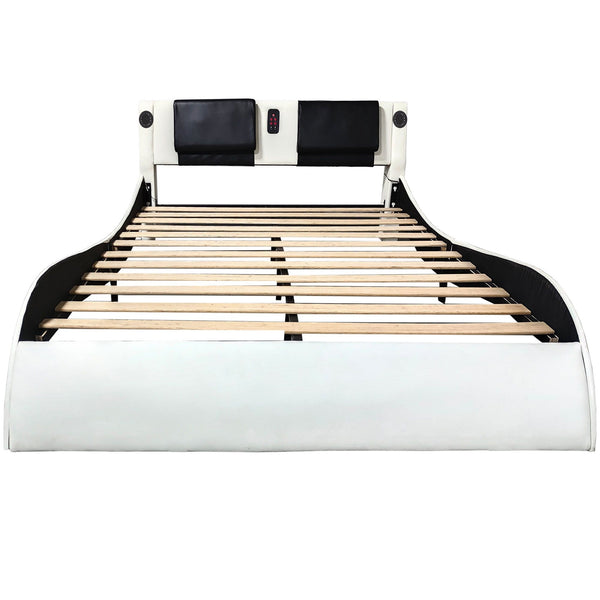 Platform Bed Frame With LED Lighting, Bluetooth Music, Vibration Massage