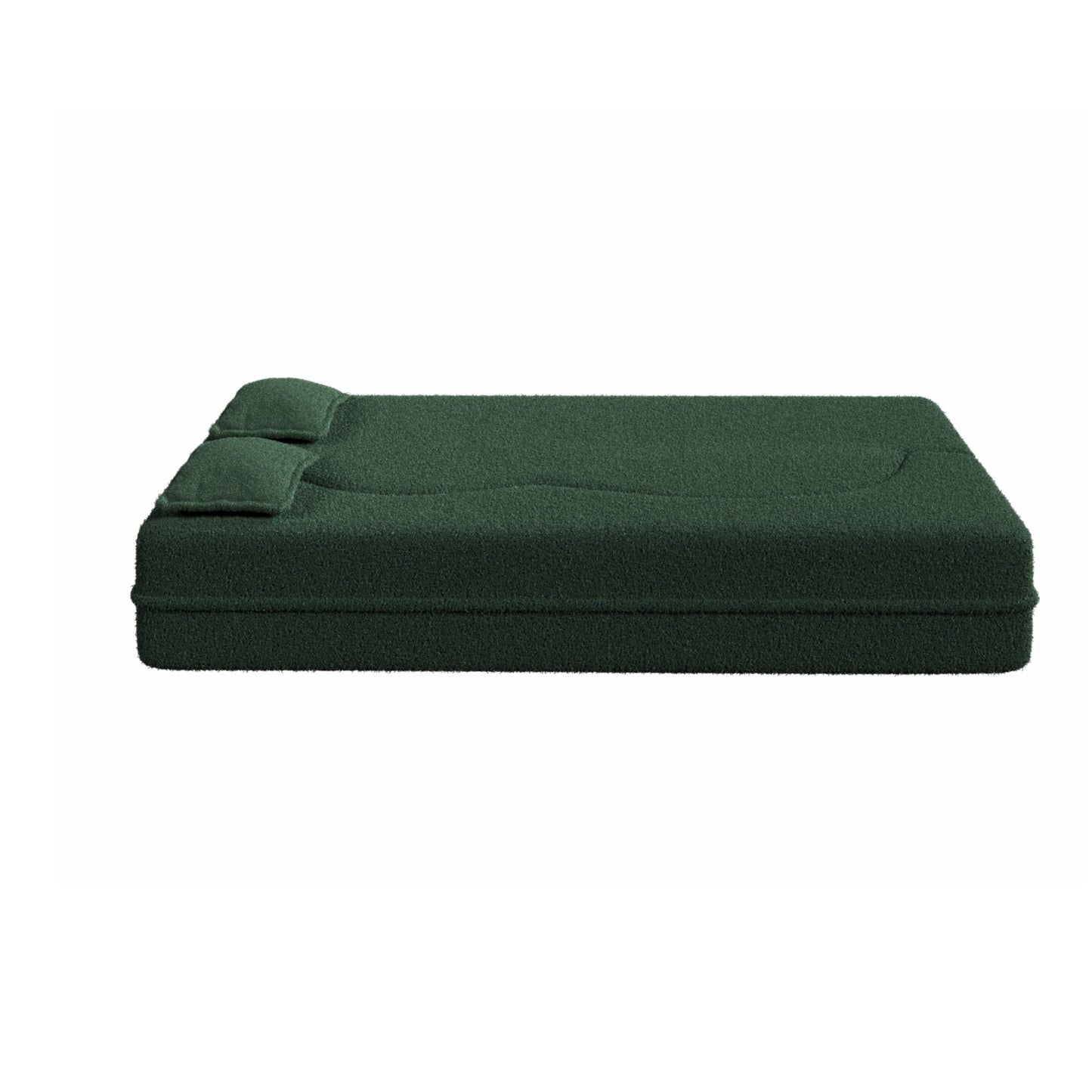 Modern Floor Sofa, With 2 Pillows, Convertible Teddy Fabric Foam Filled Bed