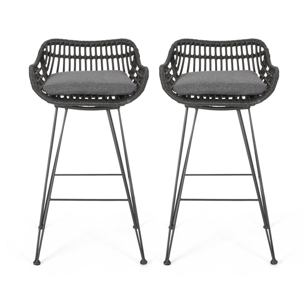 Outdoor Rattan Bar Chair With Metal Legs