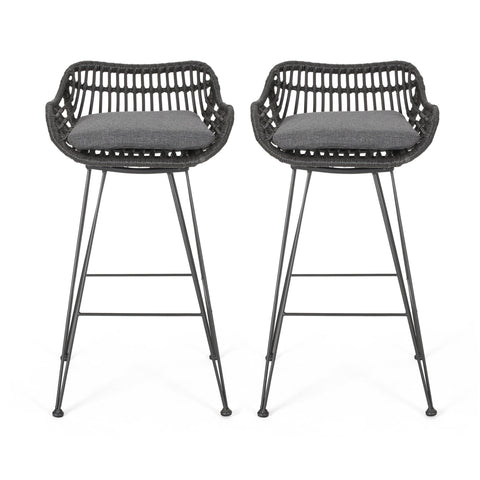 Outdoor Rattan Bar Chair With Metal Legs