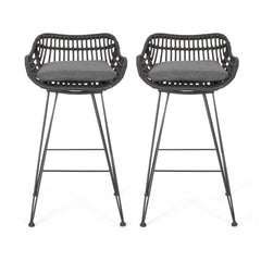 Outdoor Rattan Bar Chair With Metal Legs