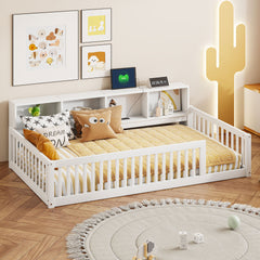 Floor Bed With Storage Cabinets And USB Ports