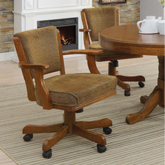 Upholstered Game Chair & Casters - Brown