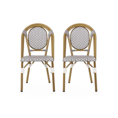 Outdoor Rattan And Aluminum French Bistro Chair Set