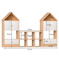 Versatile Children's Bookshelf With House Shaped Design, Multi Functional Storage For Books And Toys