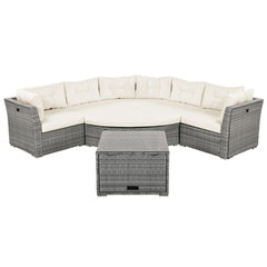 Patio Furniture Set Outdoor Daybed Rattan Sectional With Cushions And Center Table