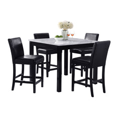 Modern 5 Piece Counter Height Dining Set With Tufted Nail Head Chairs