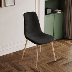 Fabric Dining Chairs, Upholstered Armless Accent Chairs, Classical Appearance And Metal Legs (Set of 4)