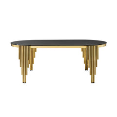 Oval Dining Table With Glass Top And Stainless Steel Base