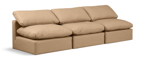 Indulge - Faux Leather 3 Piece Modular Armless Sofa - Tan