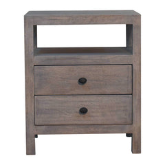 Acid - 2 Drawer Open Bedside Table - Gray Ash