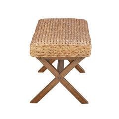 The Bench With Water Hyacinth Seat And Mahogany Base - Brown
