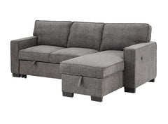 Estelle - Fabric Reversible Sleeper Sectional With Storage Chaise Drop-Down Table 2 Cup Holders And 2 USB Ports