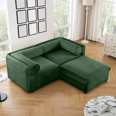 Contemporary Elegant White Chenille Sofa With Storage And Ottoman