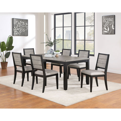 Centera - 7 Piece Dining Table Set With Rectangular Table, Extension Leaf - Black